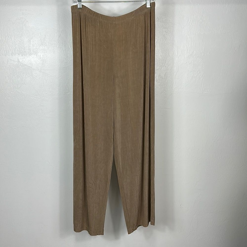 Chico’s Travelers Pull On Sand Color High Rise Wide Leg Pants Size XL Short